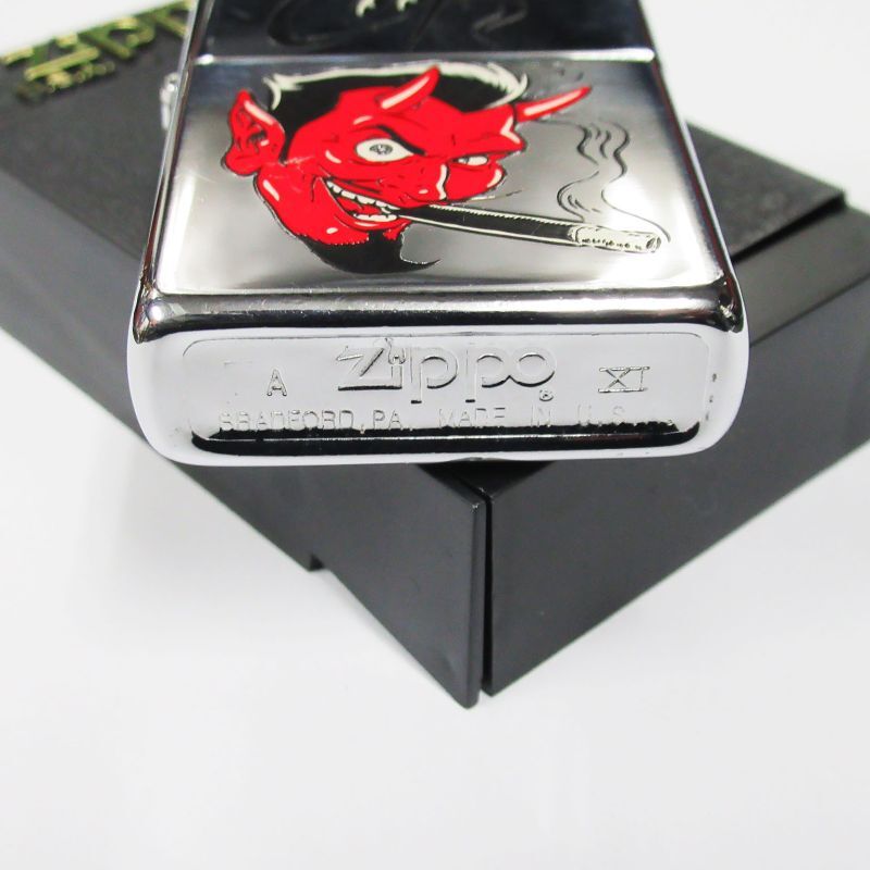 Used Vintage Zippo Coop Smoking Devil Oil Lighter