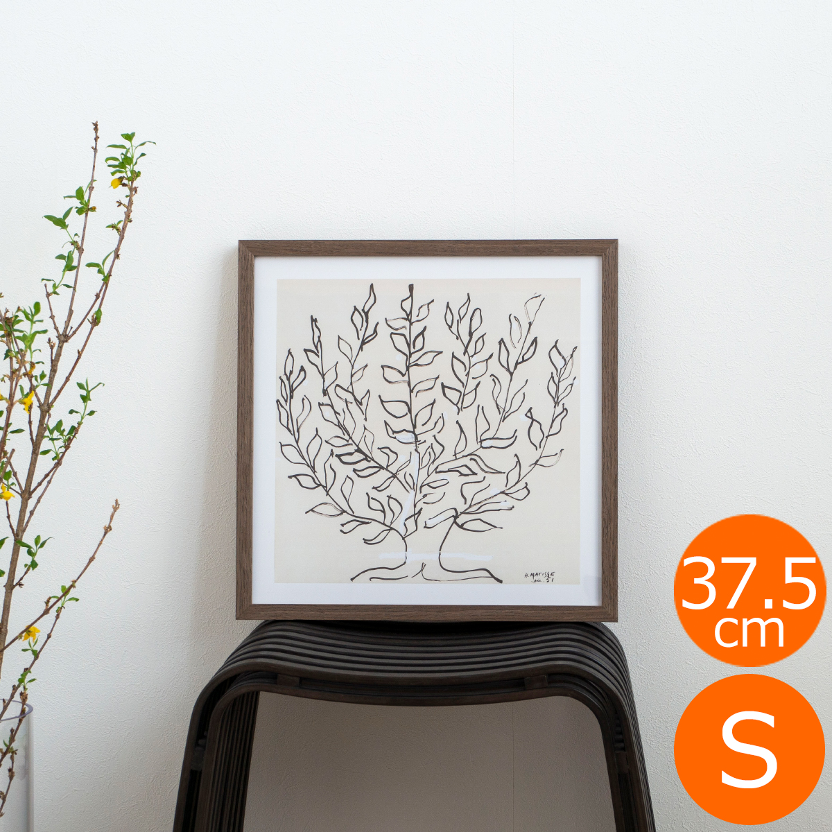 ポスター フレーム付き Le platane M 53×53cm 木製 正方形 プラタナス