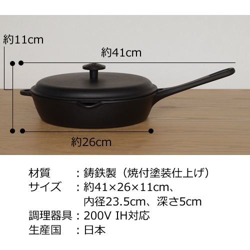南部鉄器 フライパン 鉄 24cm 蓋付き 岩鋳 イワチュウ IWACHU 日本製
