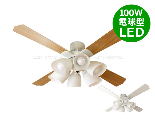 LED 電球色 6灯 東京メタル工業製シーリングファンライト【MFE012