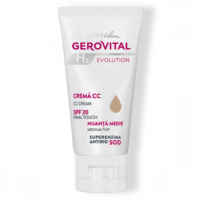 Cremă CC SPF 20 Nuanță Medie Final Touch, Gerovital H3 Evolution