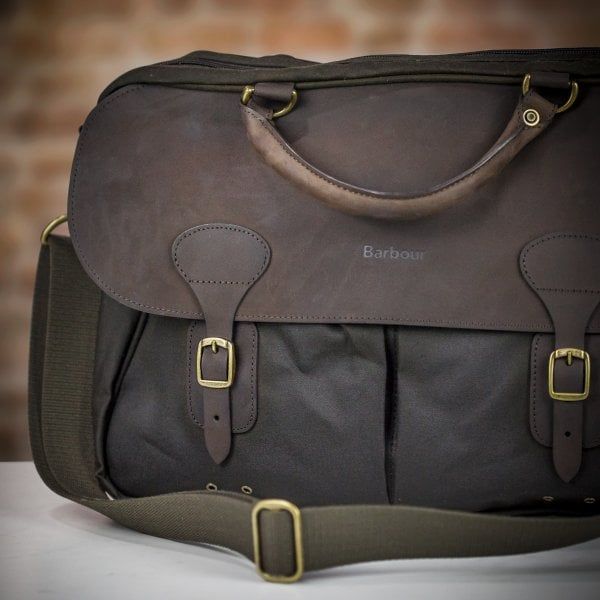 Barbour Waxed Leather Briefcase - Olive