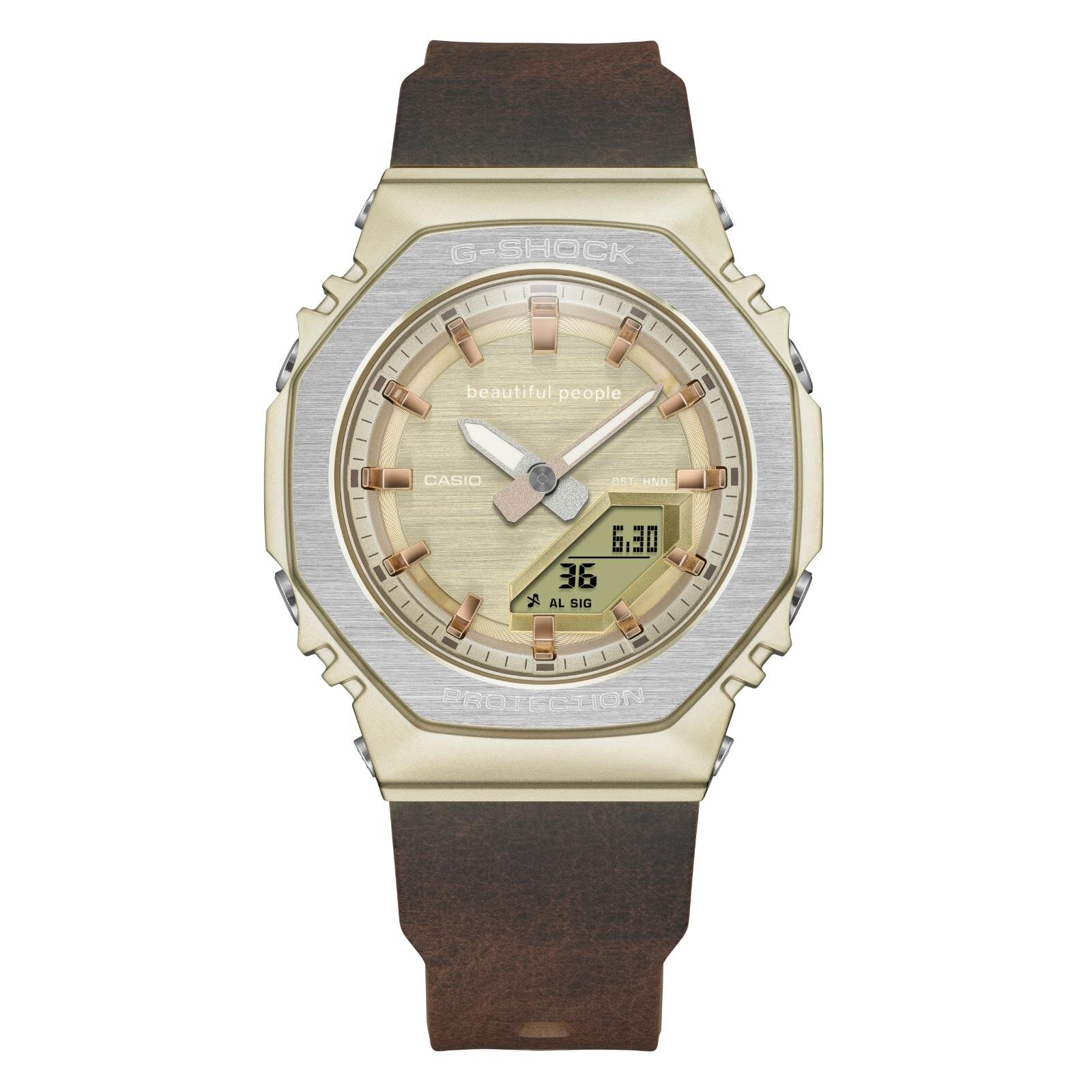 G-SHOCK×ビューティフルピープル“ヴィンテージ風”腕時計、レザーの経年