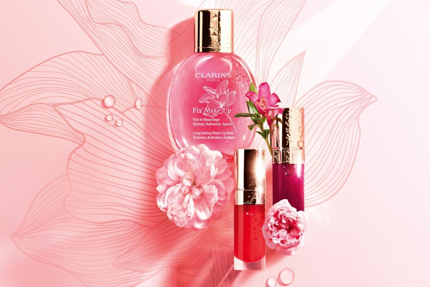 クラランス“ローズ”着想の23年冬コスメ、「コンフォート リップオイル