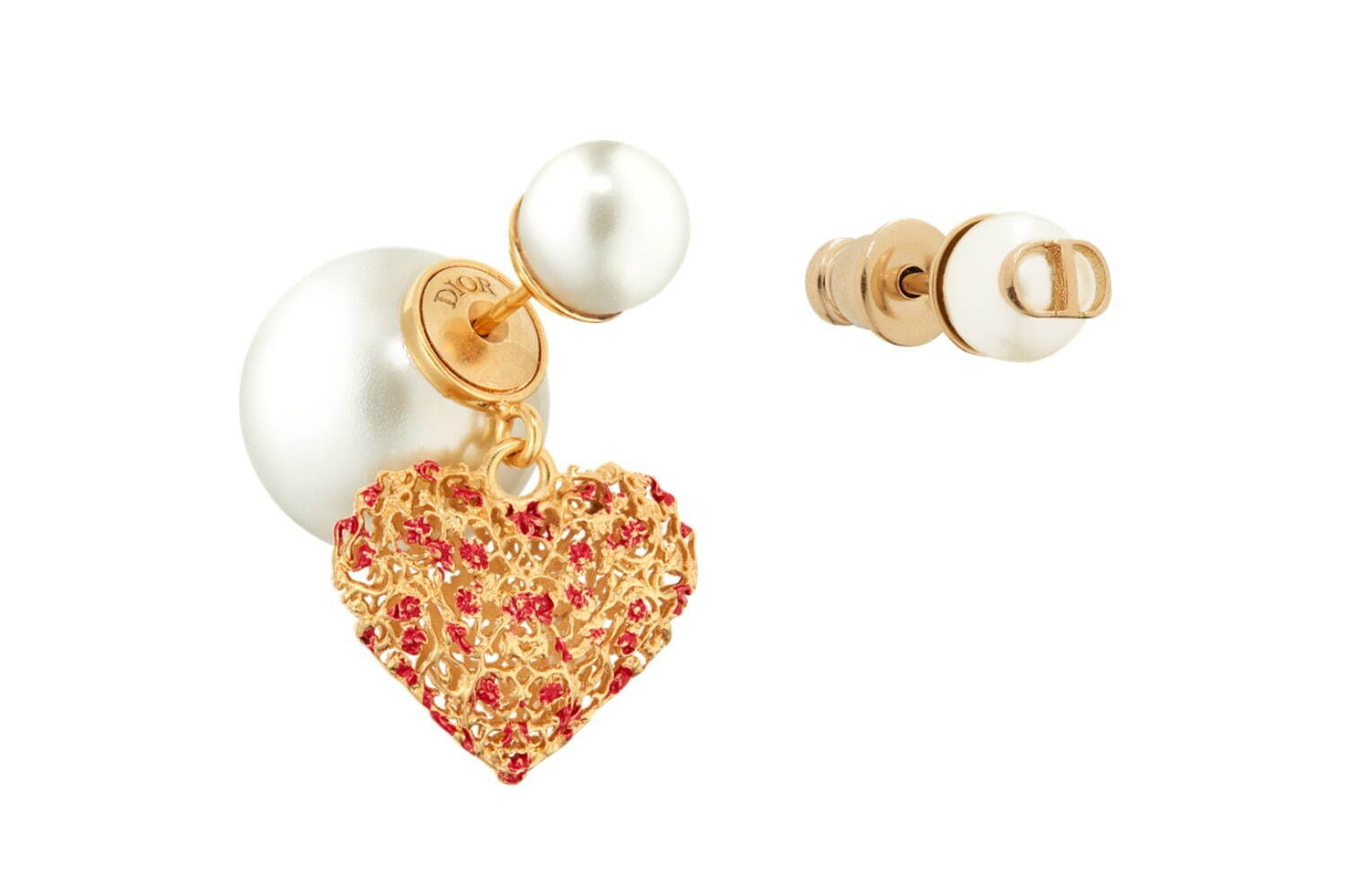 ディオール“蝶や花”の透かし彫りハートジュエリー、パールピアスや