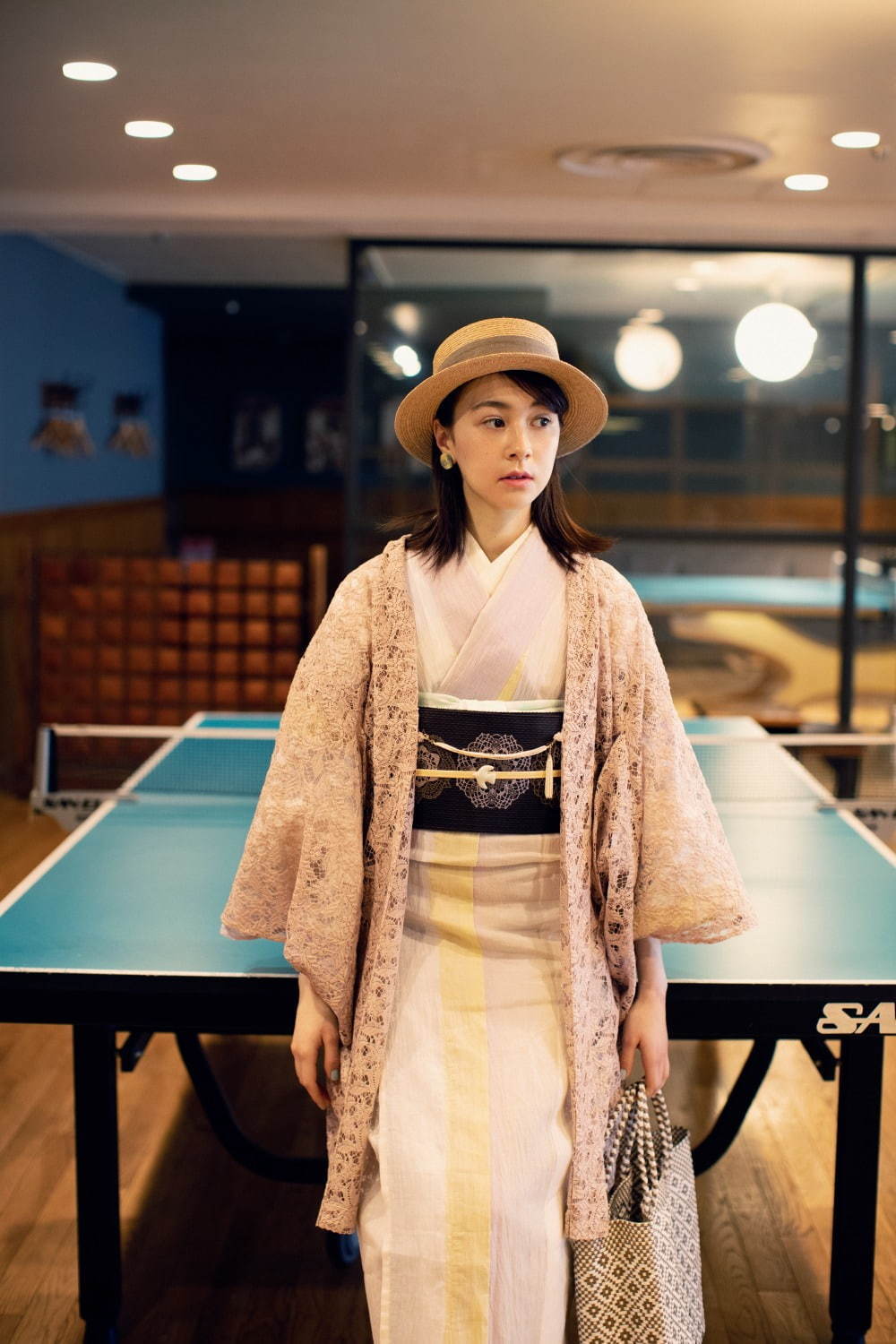 キモノ バイ ナデシコ、麻100％ストライプ柄きものや自宅で洗える