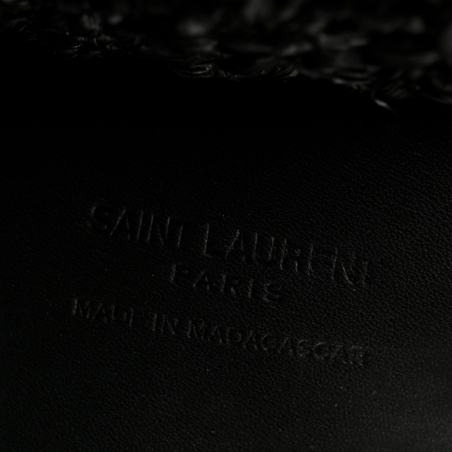 Saint Laurent Raffia Calfskin Oxalis Shoulder Bag Black 1819487