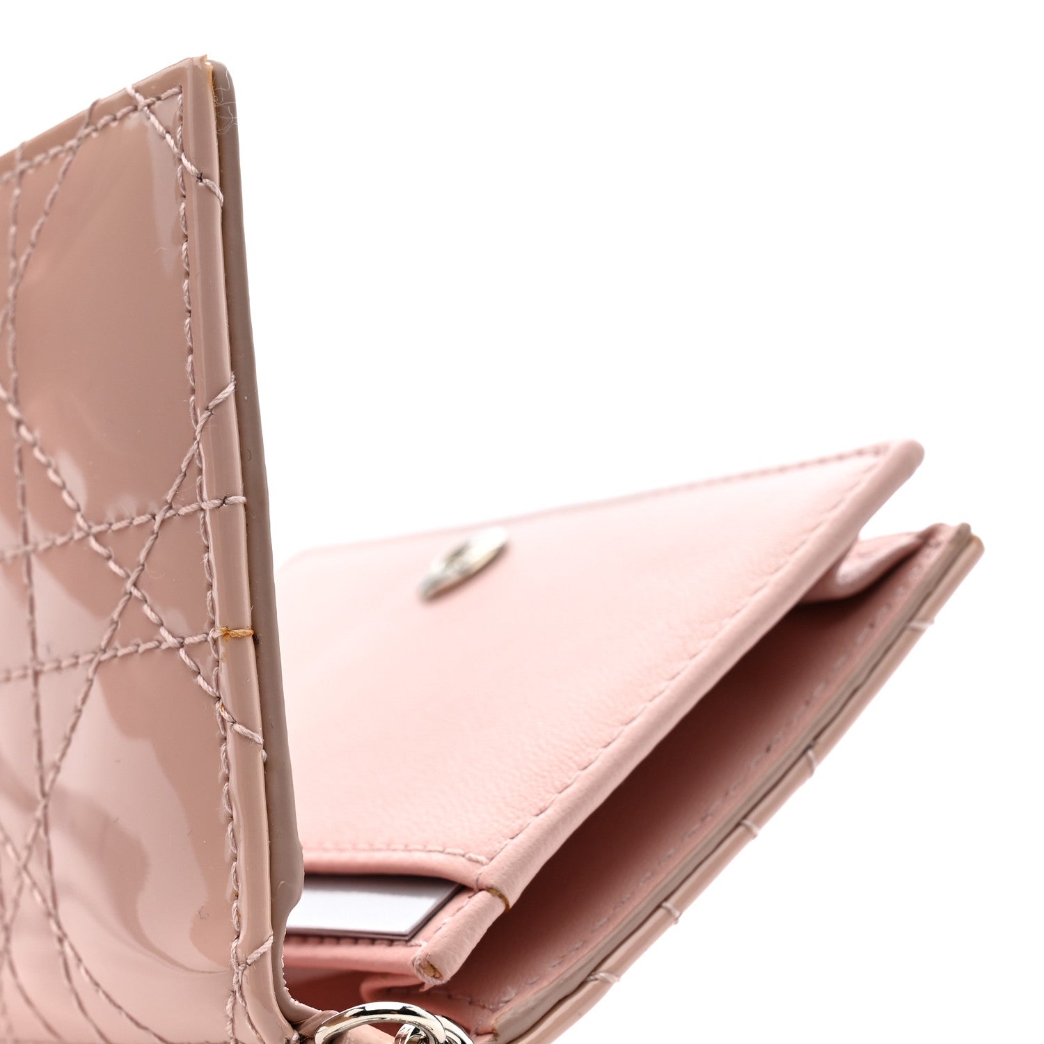 Christian Dior Patent Cannage Lady Dior Bloom Card Holder Rose