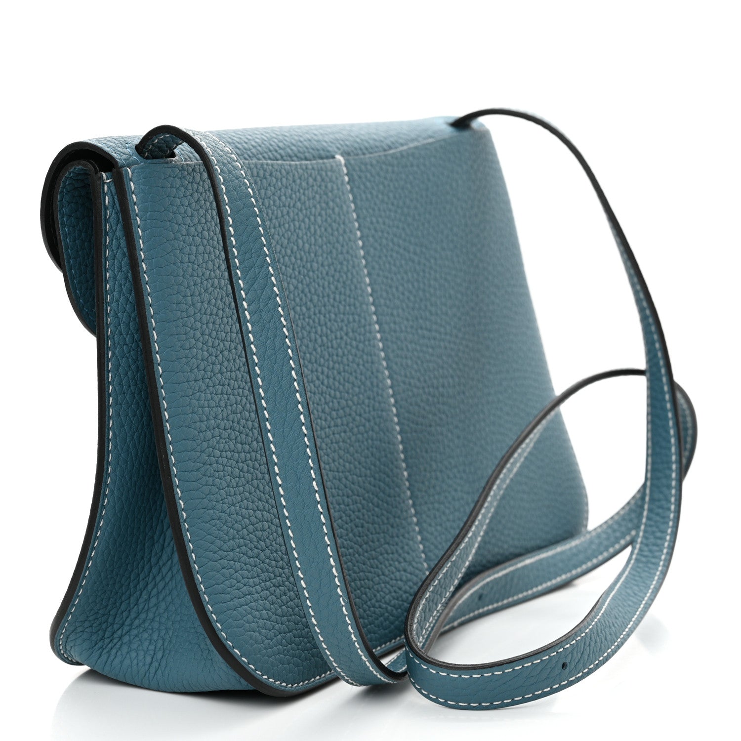 Hermes Taurillon Clemence Halzan 25 New Bleu Jean 1567374