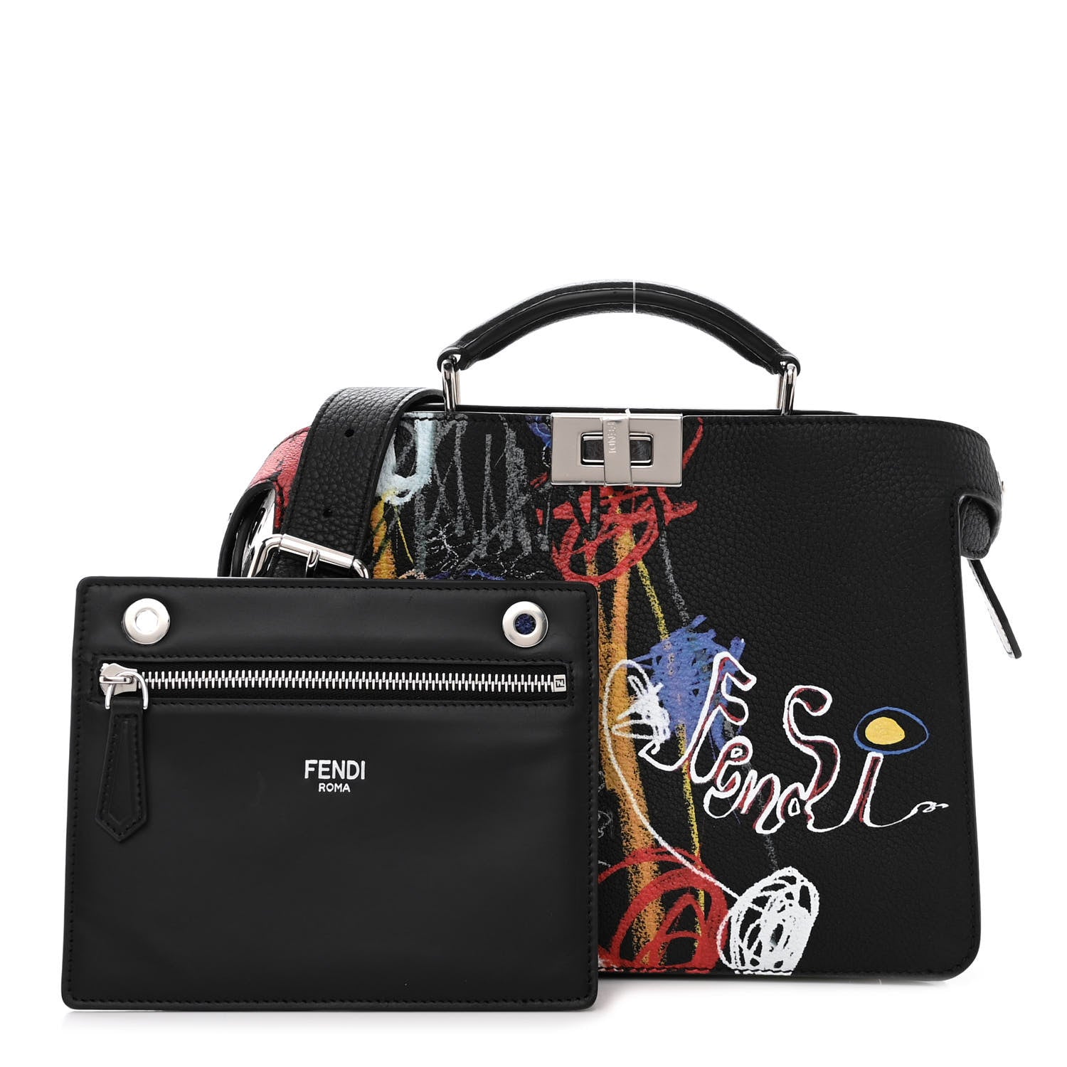 Fendi X NOEL FIELDING Cuoio Romano Painted Mini Peekaboo I SEE U