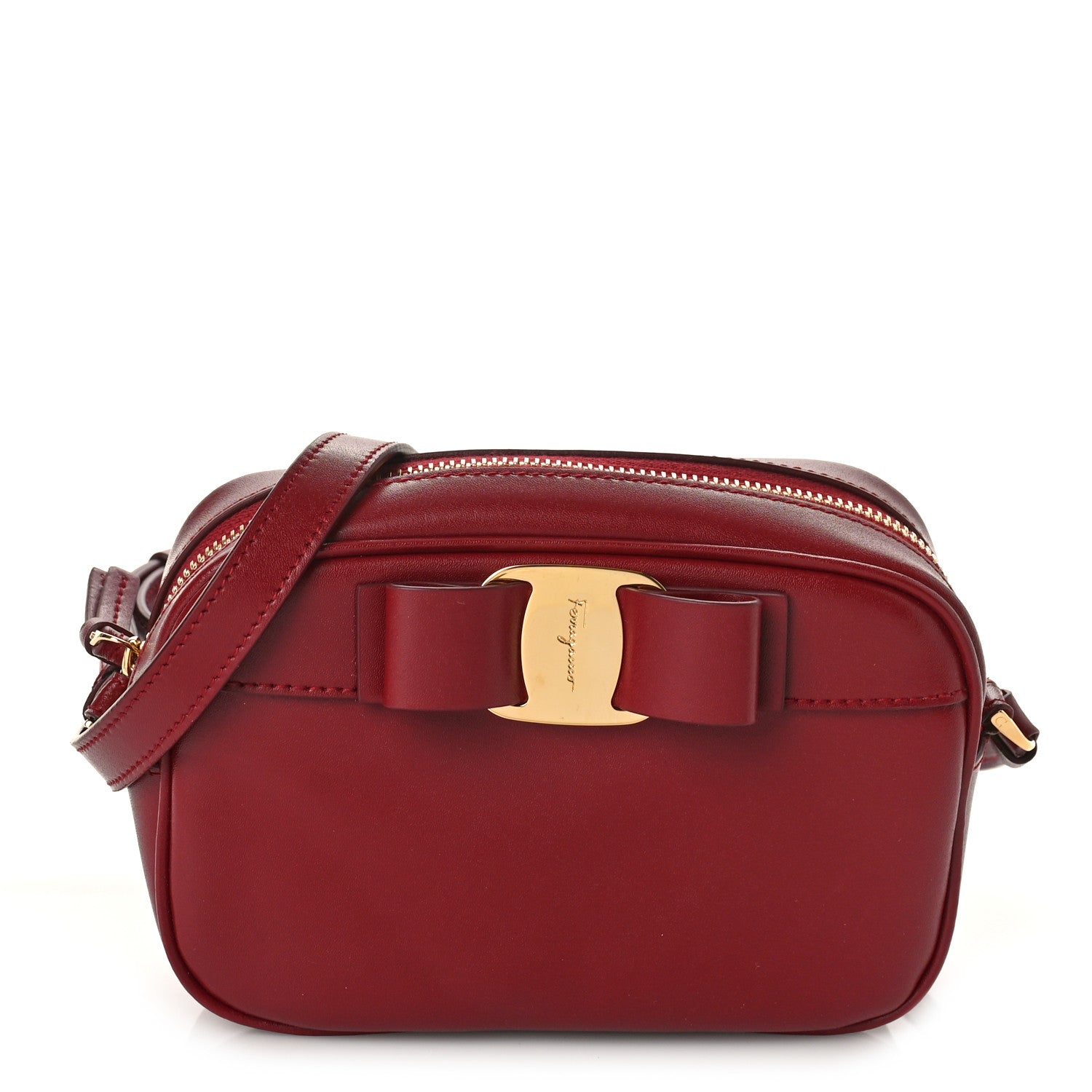 Salvatore Ferragamo Calfskin Vara Bow Camera Bag Carmine 1376765