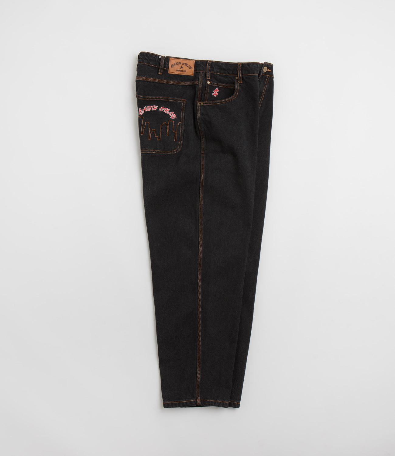 Cash Only Logo Baggy Jeans - Washed Black / Black | Flatspot