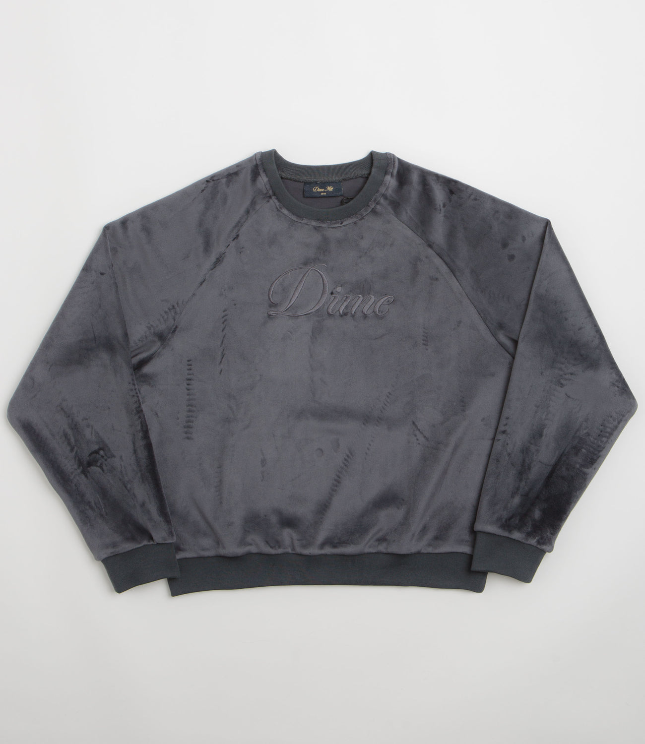 Dime Cursive Velvet Crewneck Sweatshirt - Smoke | Flatspot