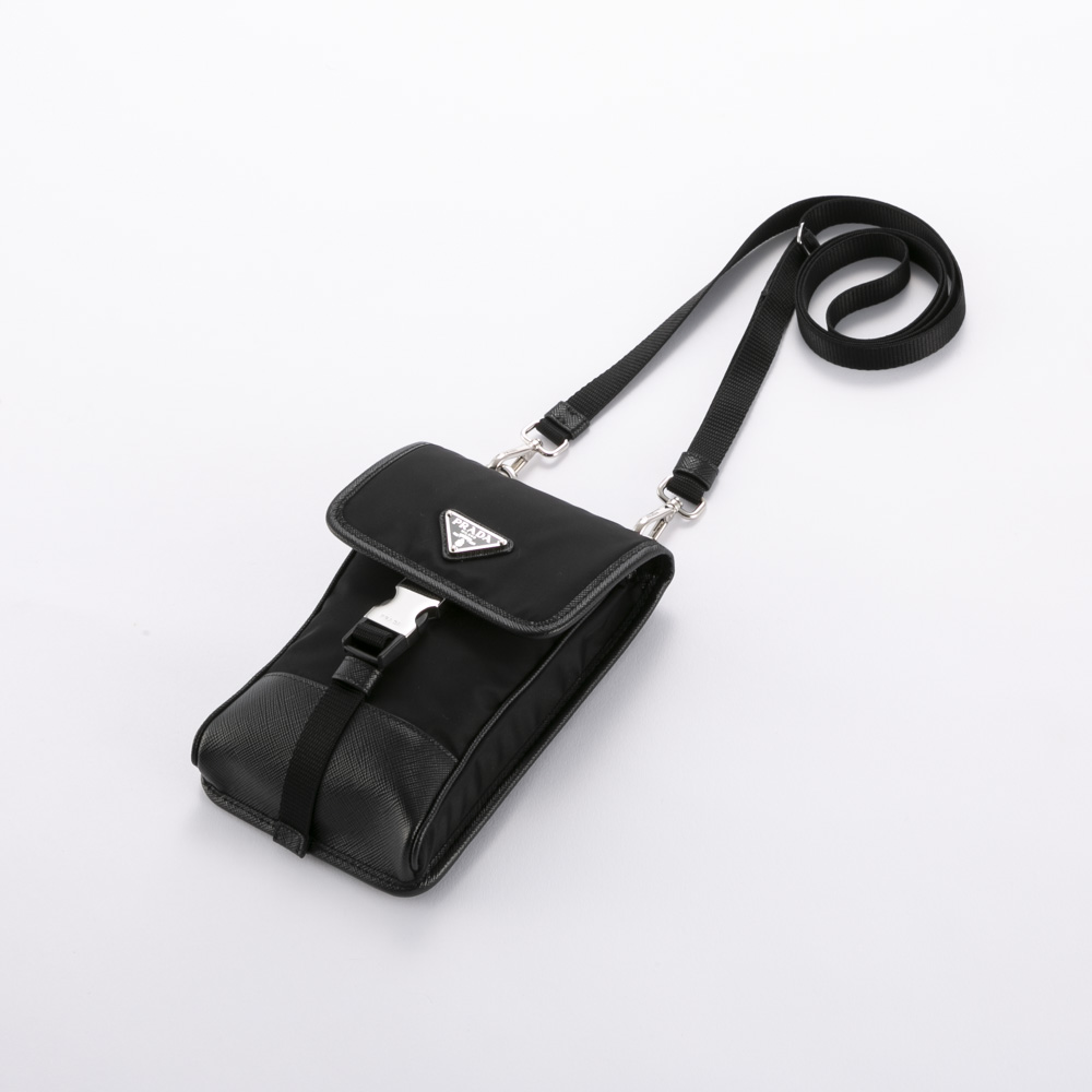 プラダ PRADA ReNylon+SAFFIANO 縦型スマートフォンショルダーポーチ