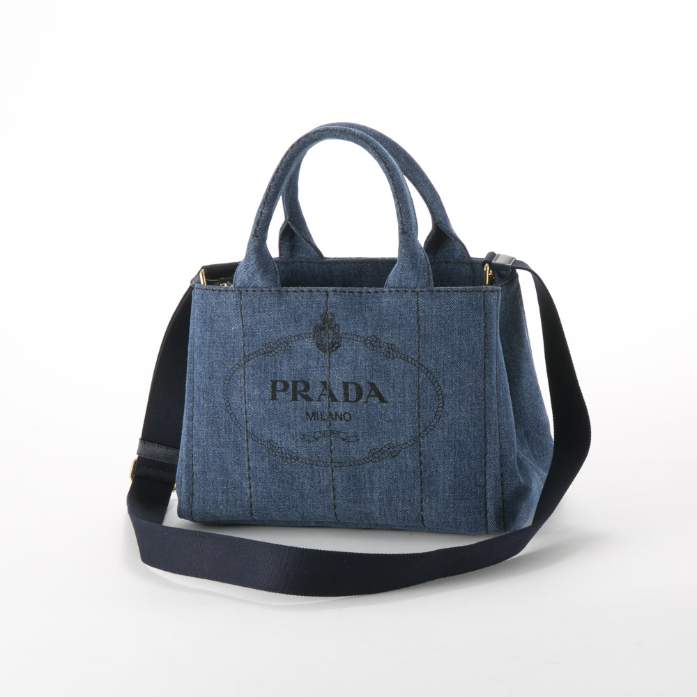 WEB限定価格】プラダ PRADA ハンド・トートバッグ CANAPA デニム ロゴ