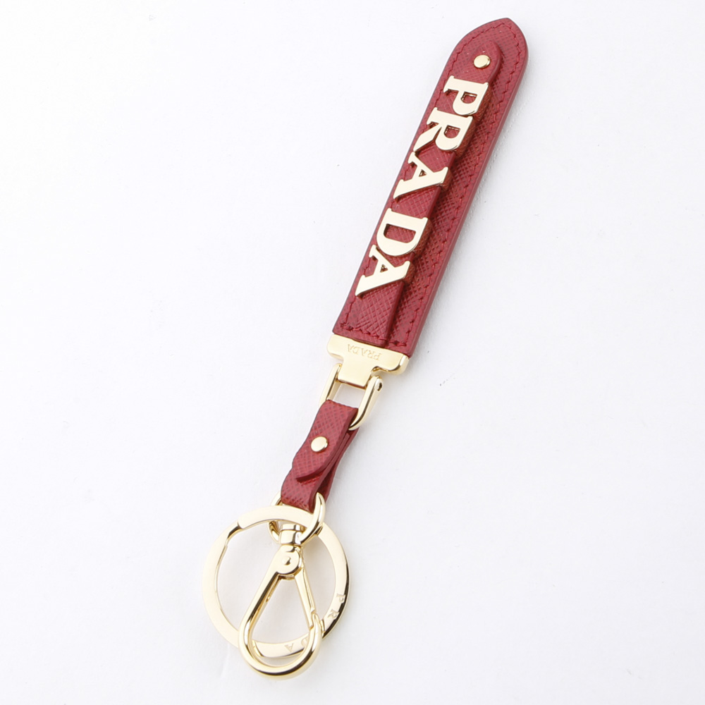 WEB限定価格】プラダ PRADA キーリング SAFFIANO 金具ロゴ/FUOCO