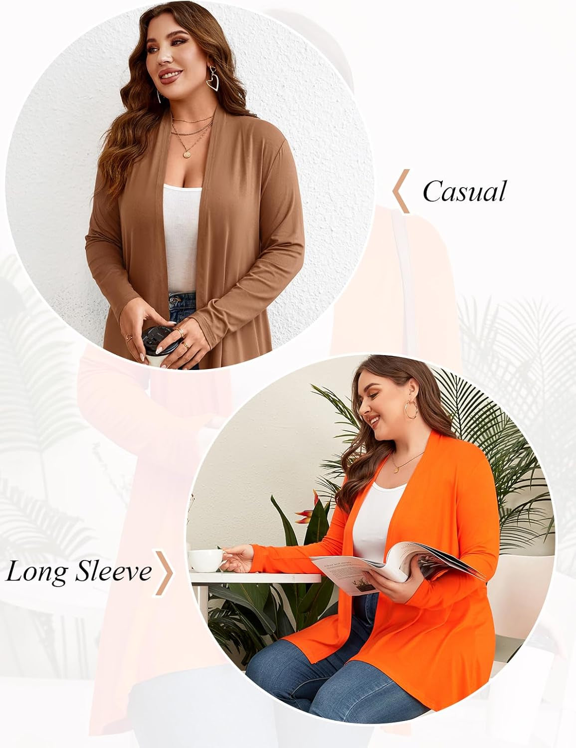 Women's Plus Size Open-Front Lightweight Cardigan – Fiamari