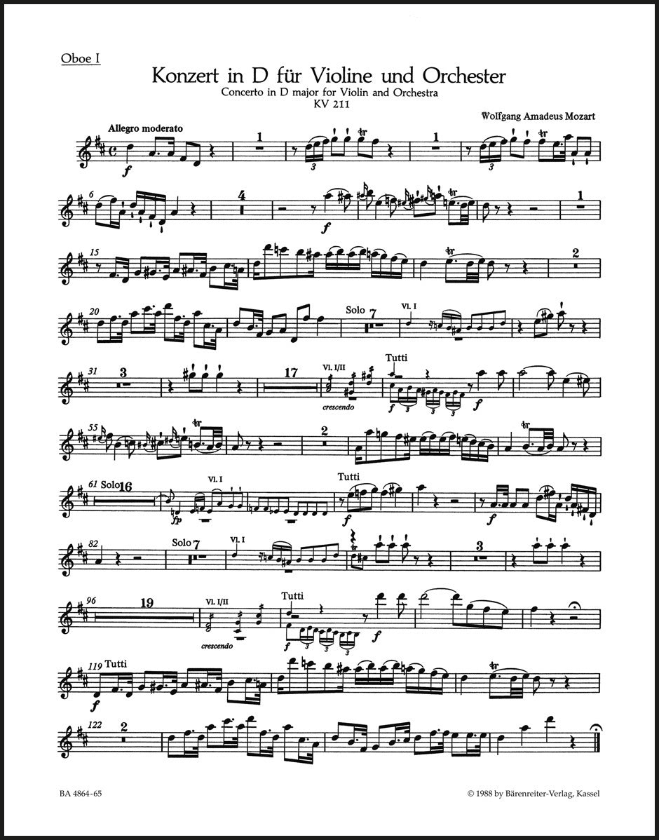 Mozart: Violin Concerto No. 2 in D Major, K. 211 – Ficks Music