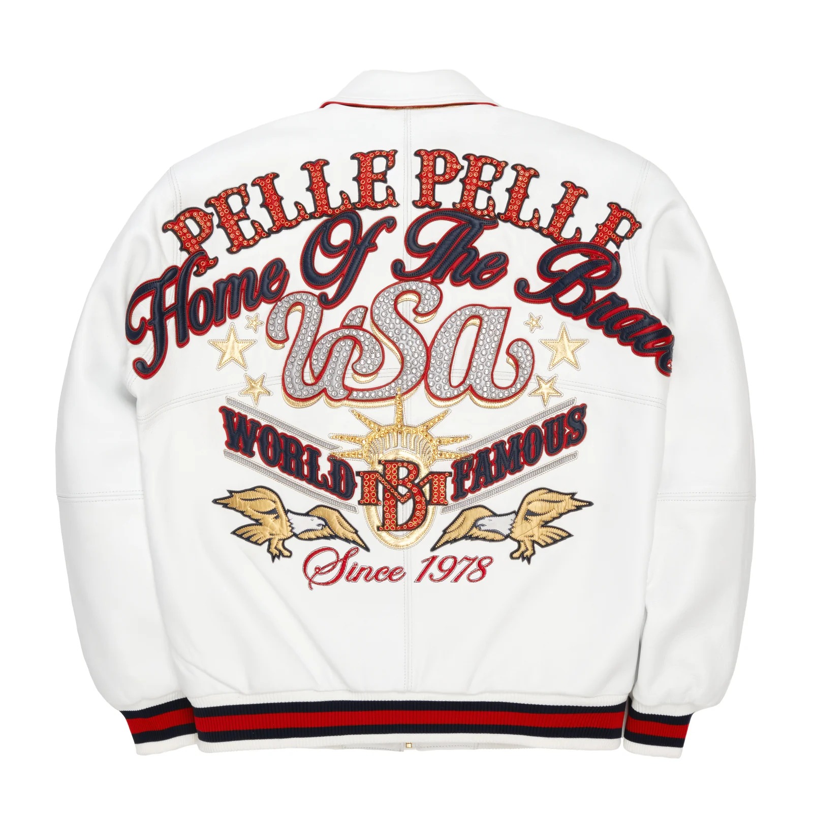 Pelle Pelle White Leather Jacket - Stars And Stripes Jacket