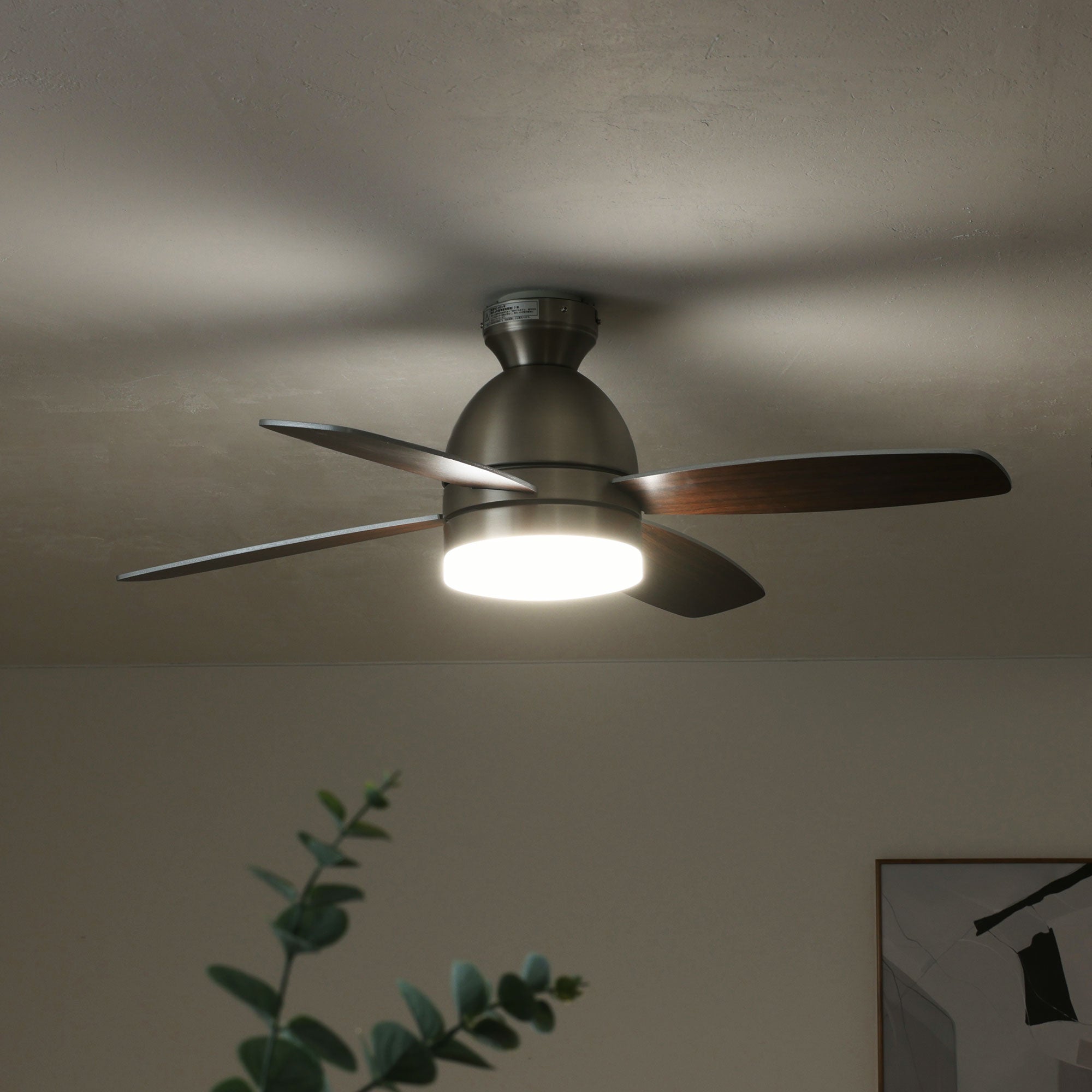 あす着] シーリングファンライト 傾斜天井対応 LED リモコン付 DC