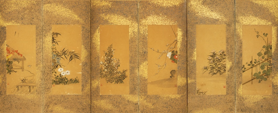 草花図押絵貼屏風 | 宗雪 印（喜多川相説？） | 収蔵品詳細 | 作品を