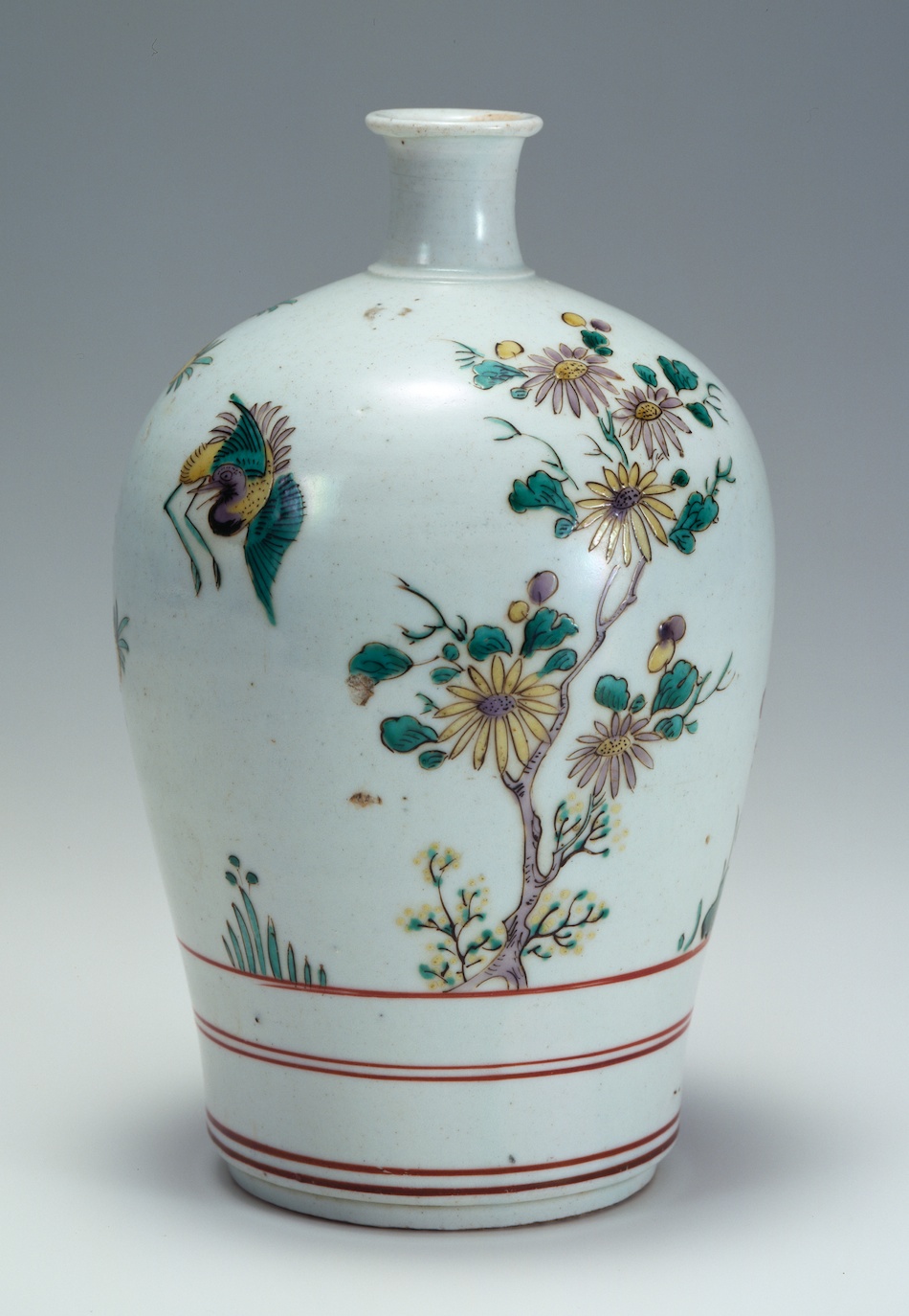 ひ*る様 古九谷 色絵 花鳥 徳利 酒器 花生 骨董 古美術 アンティーク