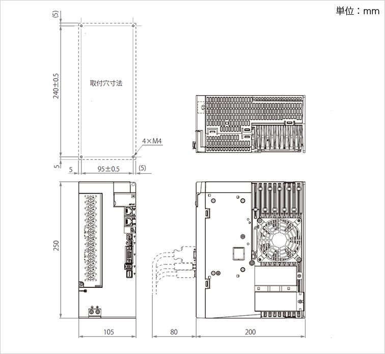 サーボアンプ外形図 | ALPHA7 | 富士電機