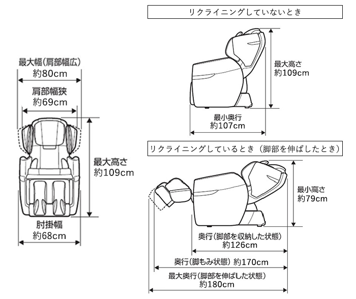 仕様｜マッサージチェアのパイオニア フジ医療器（1954年創業の美と