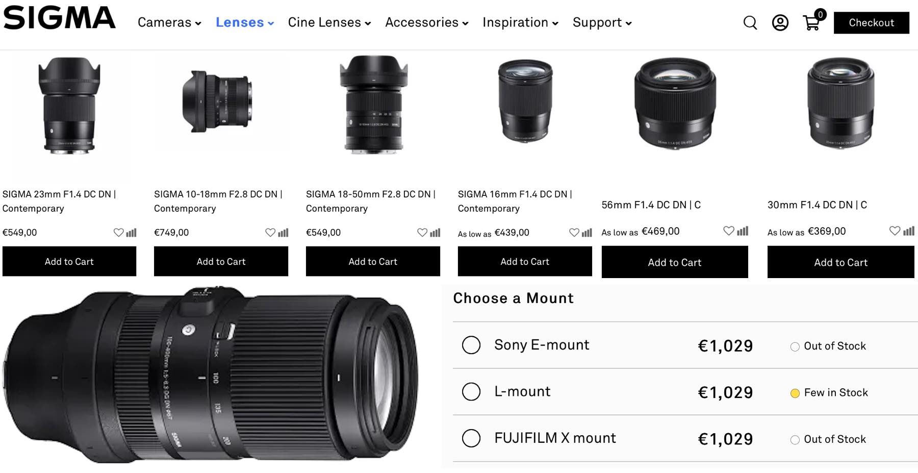 Sigma 100-400mmF5-6.3 Removed from Sigma's X Mount Lens Offering