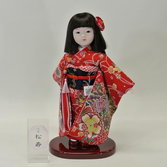 市松人形 8号 松寿作 髪飾り(椿)[3-E1MAEO02]