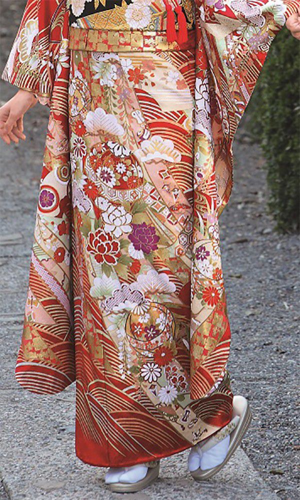 京友禅振袖・赤色・金彩┃伝統古典【菊京屋】