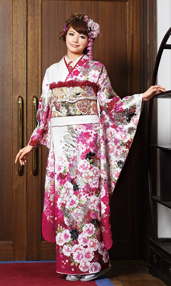 京友禅振袖・白色・桜柄┃かわいい古典【菊京屋】