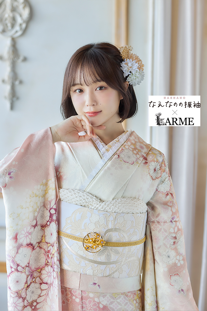なえなのの振袖×LARME ピンク 辻が花/藤 正統派古典 かわいい 綺麗系