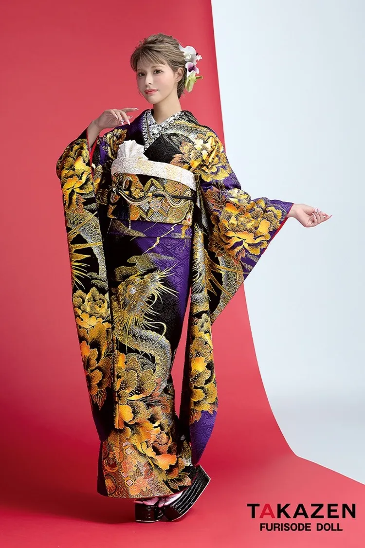 ジャパンモード 紫/黒/ゴールド(金色) 本家龍柄 渋い 派手 カッコイイ