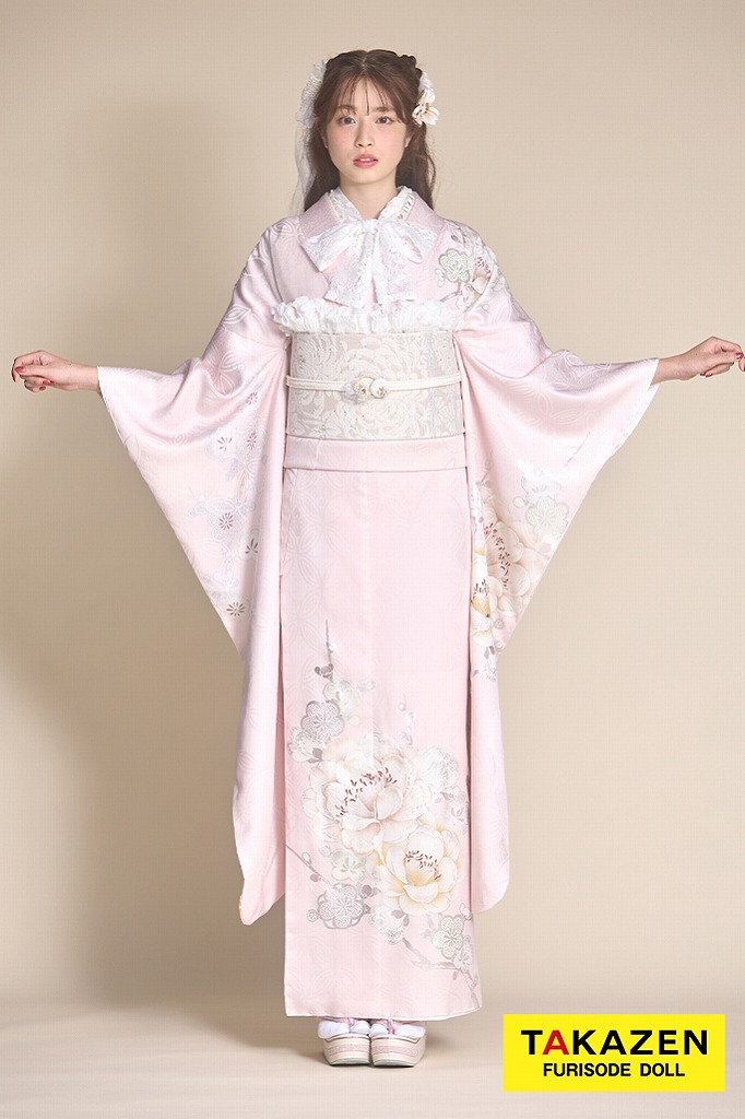 くすみカラー古典 ピンク/ミスティピンク 牡丹柄 シンプル ワン