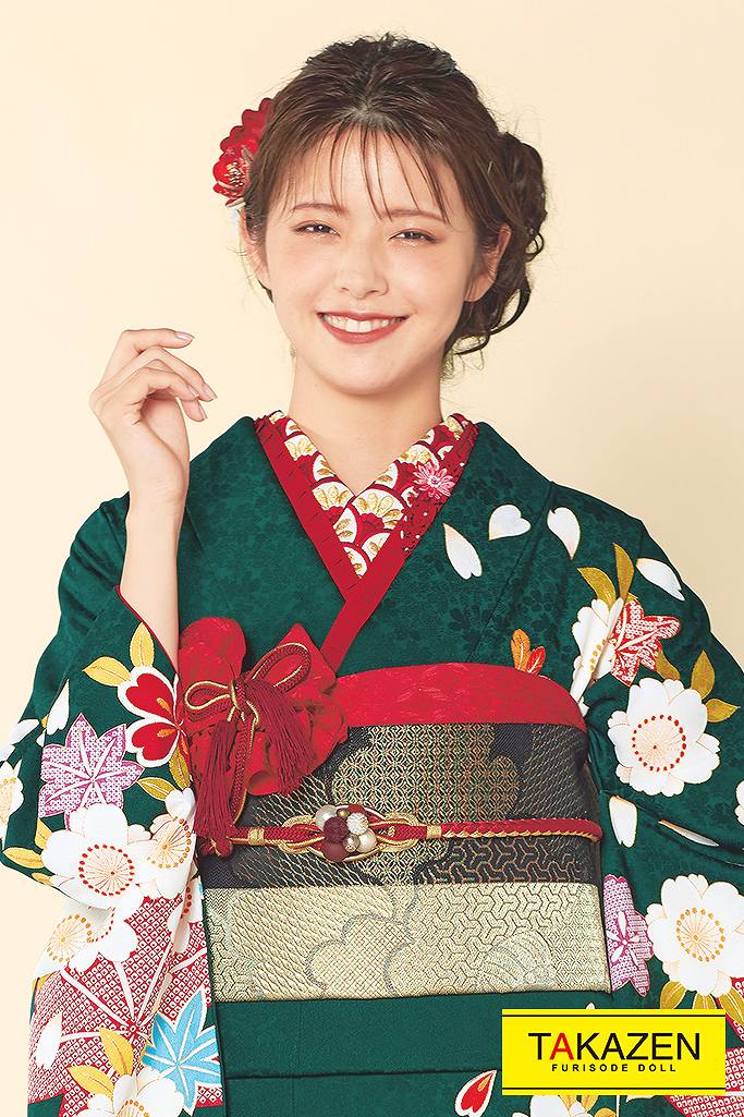 正統派古典 緑/グリーン/からし ウサギ柄/こっぽり柄 大人っぽい