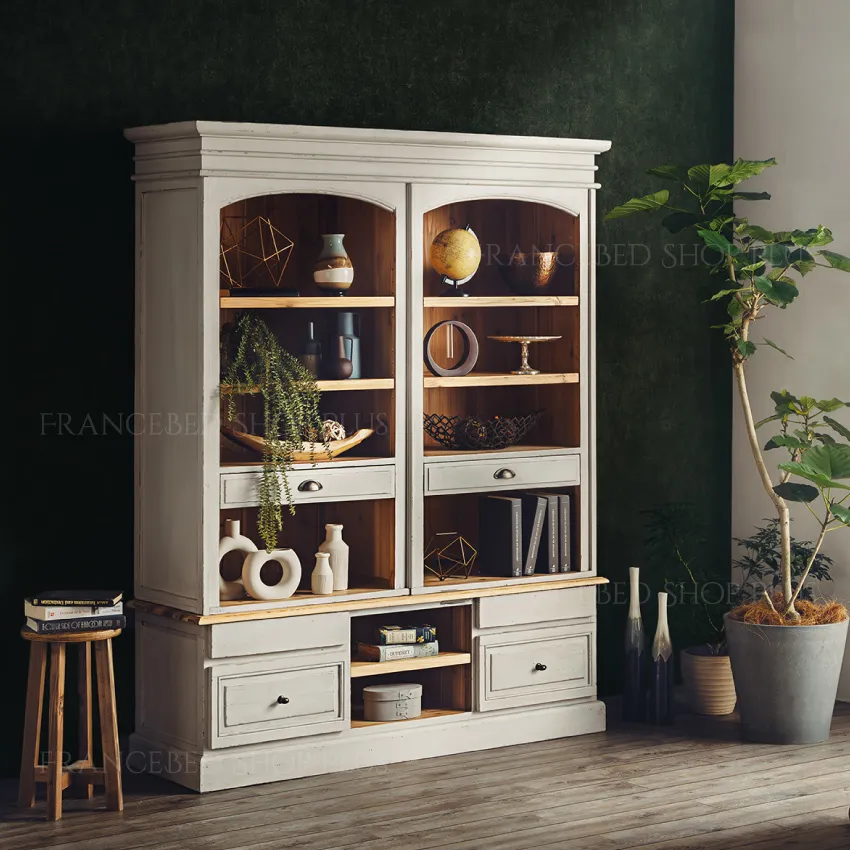 アンティーク調 フレンチカントリーシェルフ 棚 収納棚 本棚 シャビー