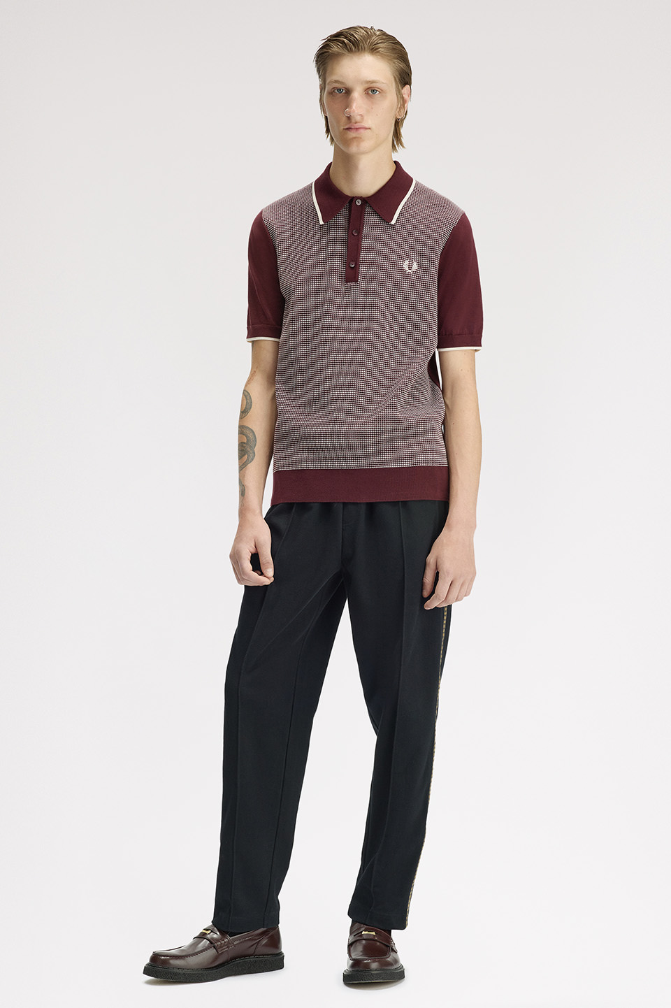 Tonic Waffle Knitted Shirt(S 597：OX BLOOD): | FRED PERRY JAPAN