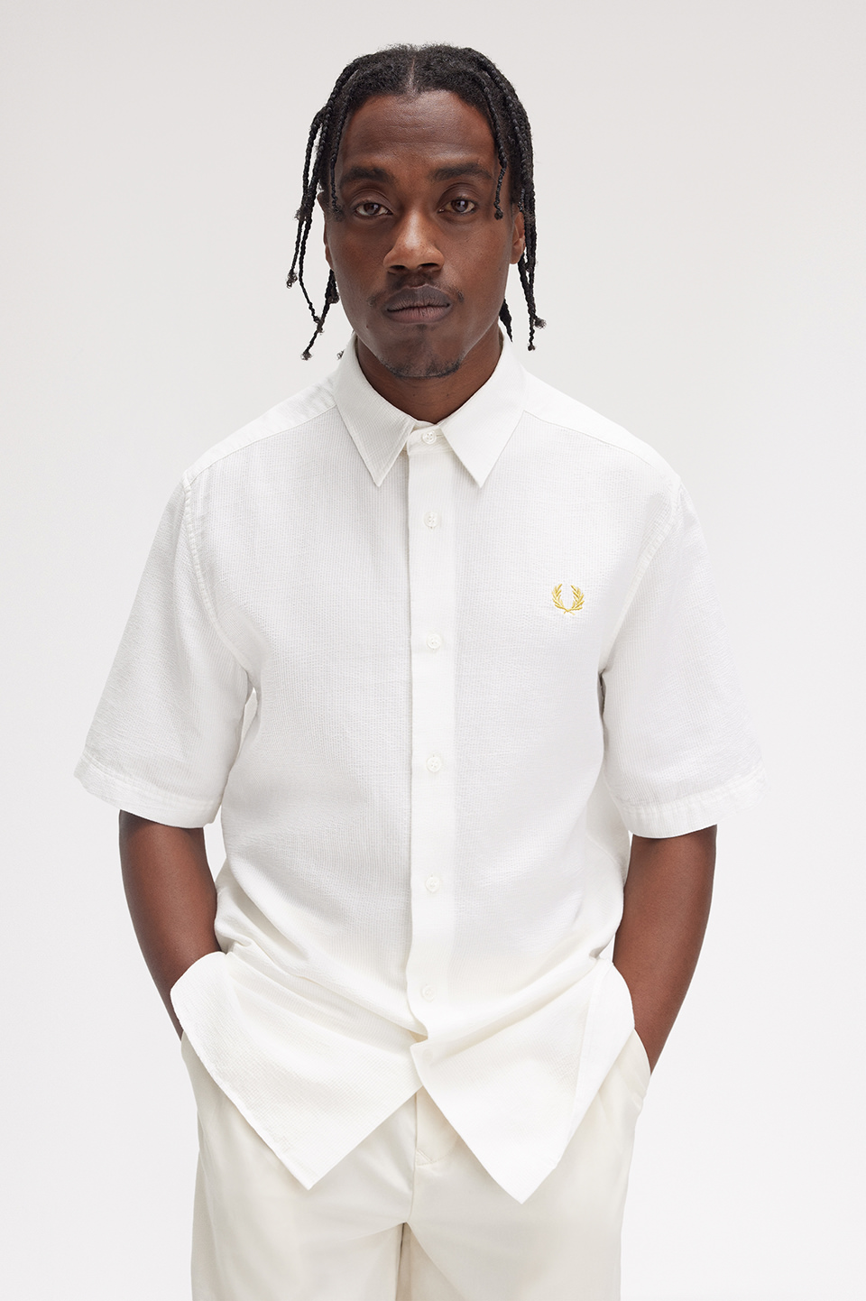 Textured Seersucker Shirt(S 129：SNOW WHITE): | FRED PERRY JAPAN