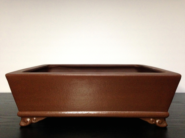 常滑鉢 「松泉焼 山秋造」 朱泥内縁長方鉢 - FROM JAPAN