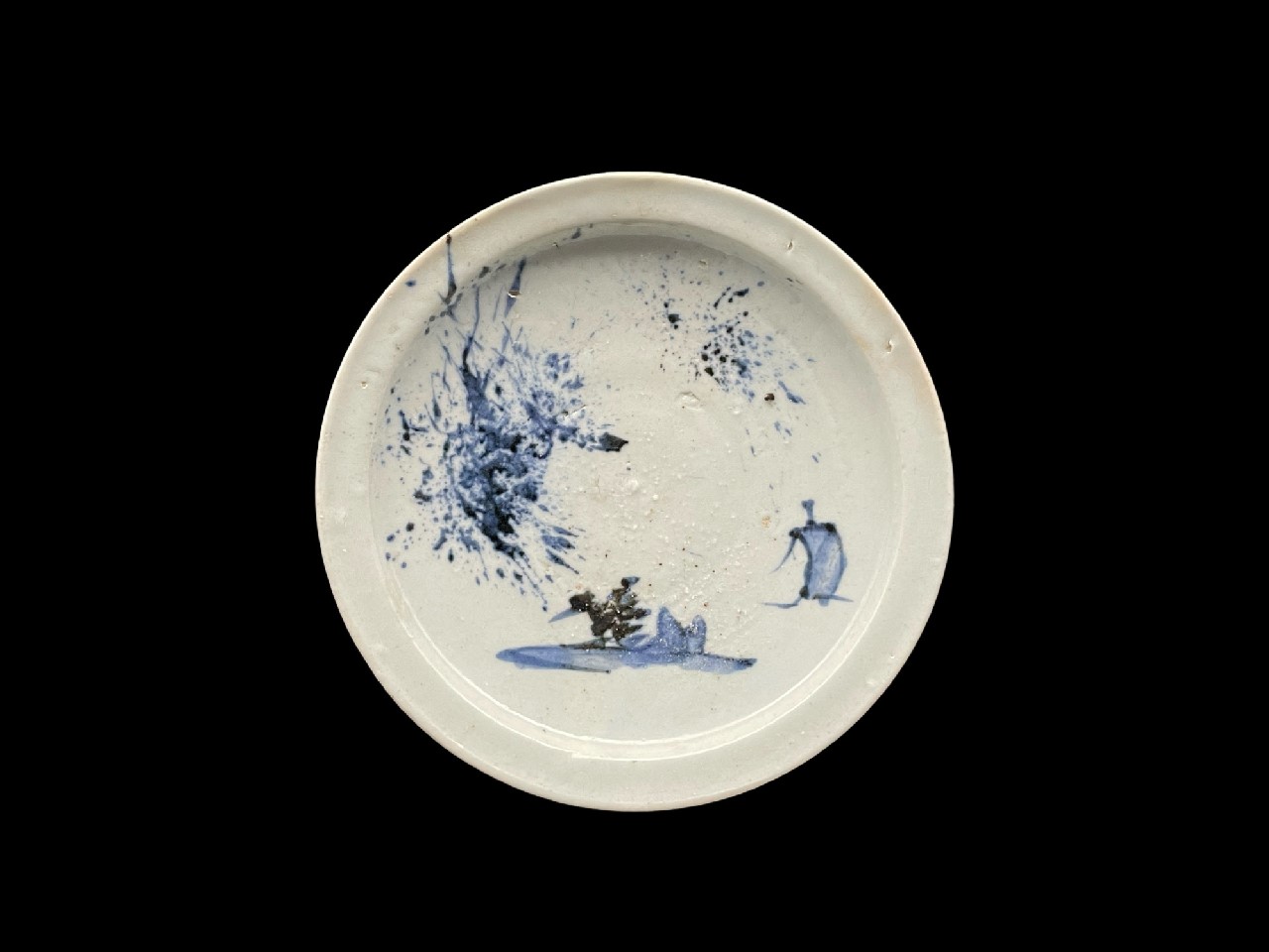 ギャラリー安原 / ご売約 初期伊万里 吹墨 帆掛け船文皿