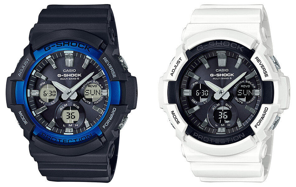 G-Shock GAW-100B & GAS-100B Black-Blue and White-Black - G-Central
