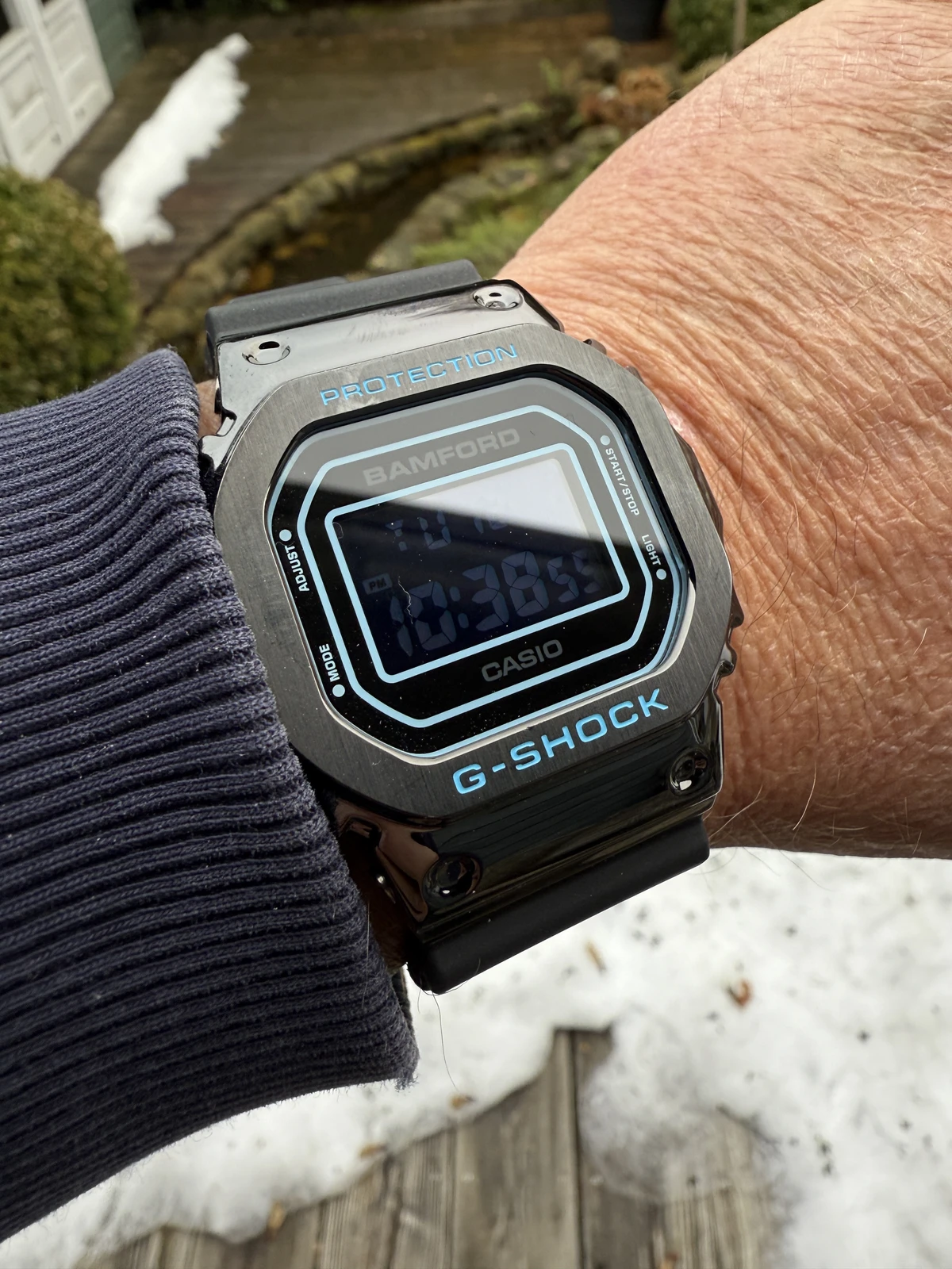 Bamford x G-Shock GM-5600BWD-1 closeup by WatchDavid, plus band