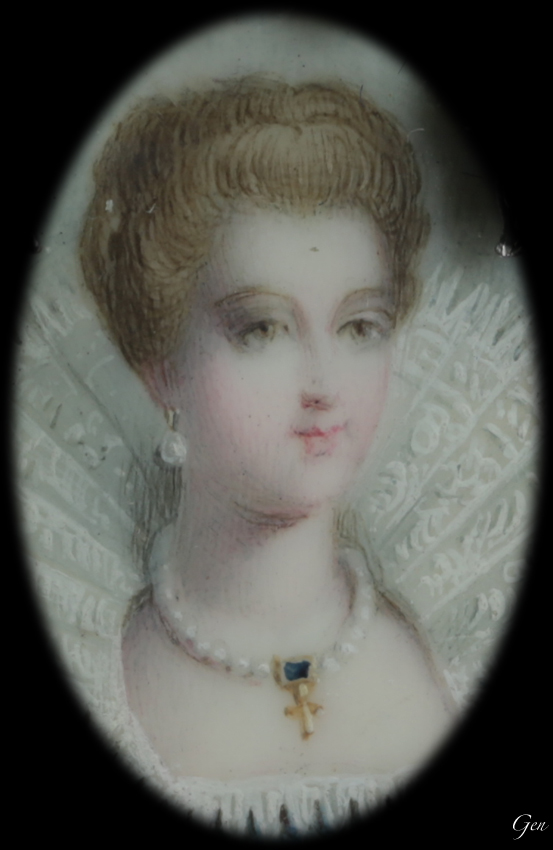 アン女王のミニアチュール（細密画） ブローチ アンティークジュエリー