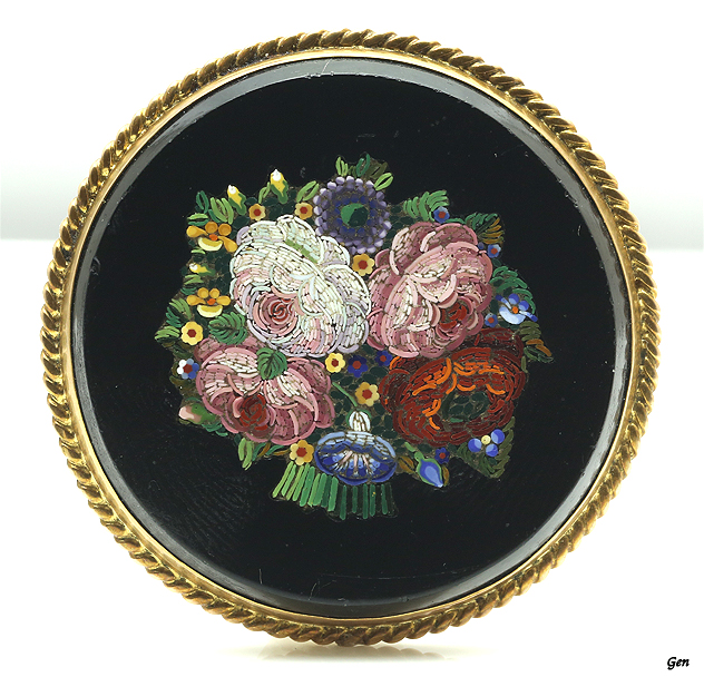 ローマン マイクロモザイク ブローチ アンティークジュエリー