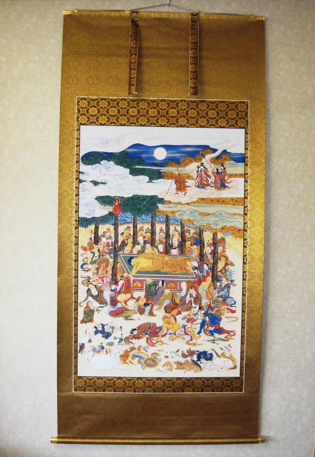 掛け軸 釈迦涅槃之図◇工芸作品（新品）