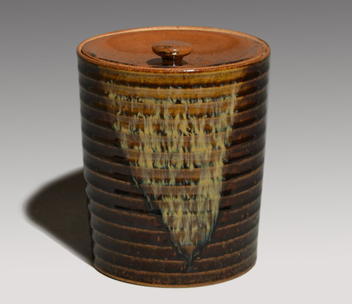 膳所焼 淡海ぜぜ 陽炎園 捻貫水指 共箱 遠州七窯 | 古美術ささき