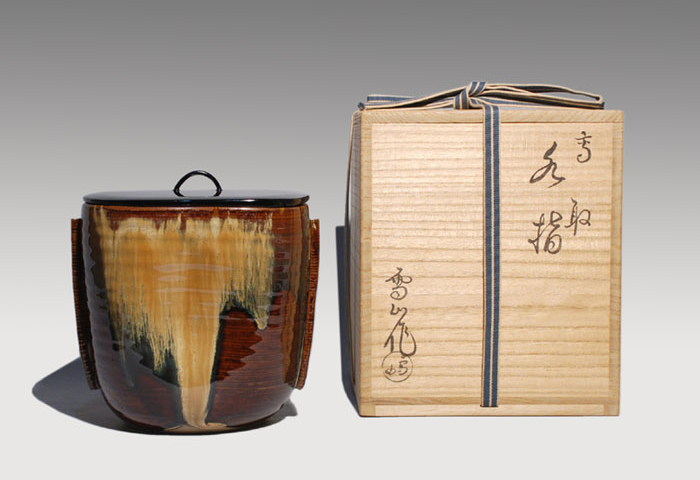 高取焼 水指 管耳付・前押し 鬼丸雪山(作) | 古美術ささき