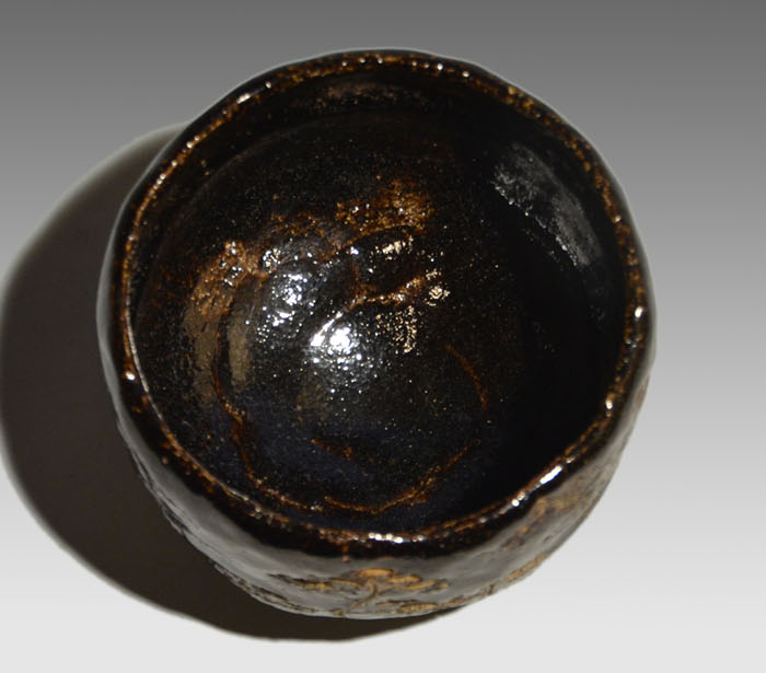 黒楽茶碗 老松の絵 十代 楽旦入(作) 共箱 | 古美術ささき