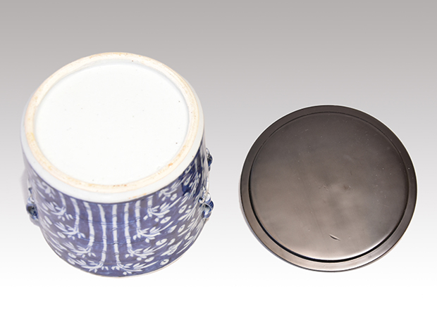 竹文染付水指 清朝末頃 耳付 | 古美術ささき